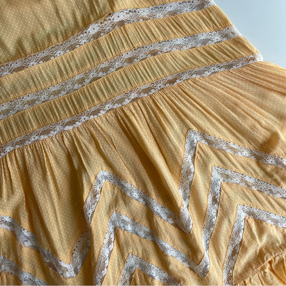 ✨Free People Intimately | Lemon Yellow Voile and Lace Trapeze Slip Dress - Picture 11 of 16